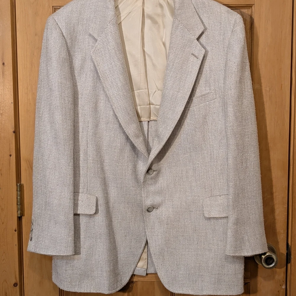 Vintage Kuppenheimer Tweed Sport Coat Wool Blazer Jacket Beige Winter Men's 46L